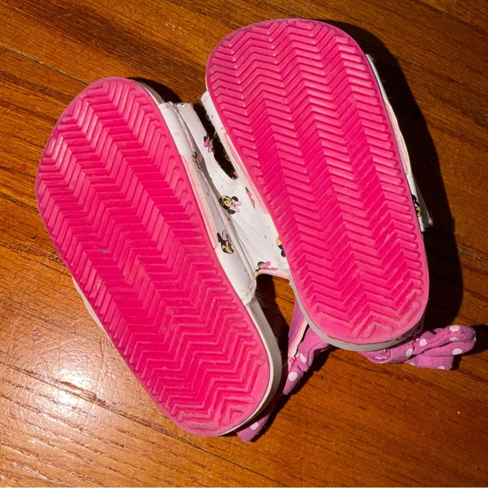 Disney Minnie Mouse Toddler Sandals 12-18M Pink Bow Summer Shoes Polka dots